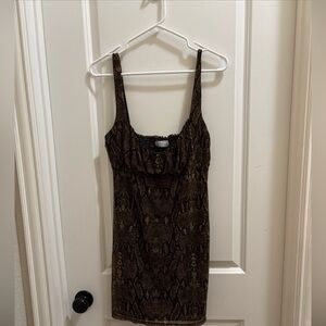 Urban Outfitters UO Anya Mesh Mini Dress in Snake Skin Print Size Large